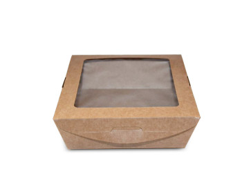Boîte à déjeuner en kraft avec fenêtre, 650ml 