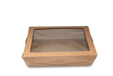 Boîte à déjeuner en kraft avec fenêtre, 1100ml 
