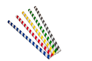 Pailles de papier, rayées de différentes couleurs, 21 cm