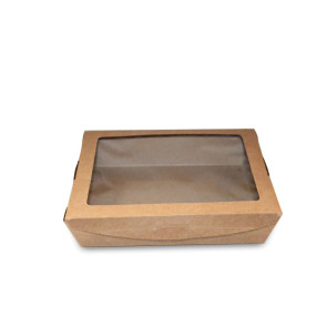 Boîte à déjeuner en kraft avec fenêtre, 1100ml 