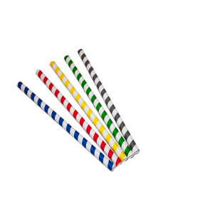Pailles de papier, rayées de différentes couleurs, 21 cm